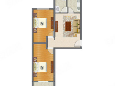 2室1厅 81.33平米户型图