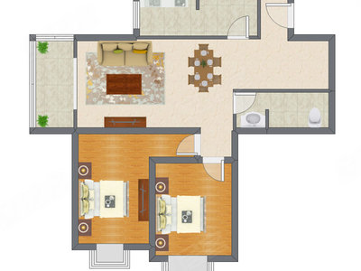 2室2厅 98.69平米