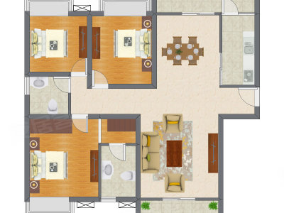 3室2厅 96.01平米