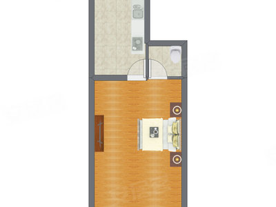 1室1厅 31.39平米户型图