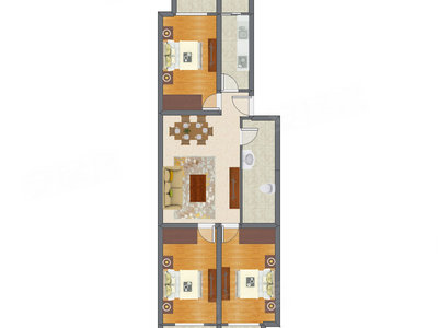 3室1厅 76.07平米