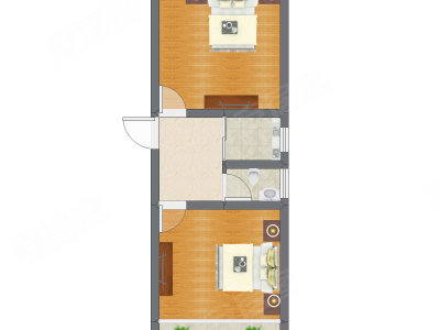 2室1厅 54.00平米户型图