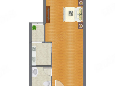 1室0厅 58.52平米户型图