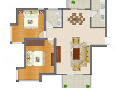 2室2厅 100.11平米
