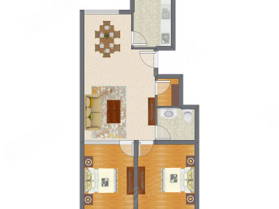2室2厅 96.80平米户型图