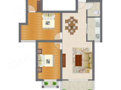 2室2厅 99.60平米户型图
