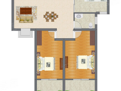 2室1厅 65.01平米