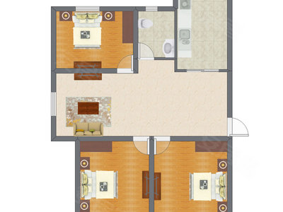 3室1厅 87.00平米户型图