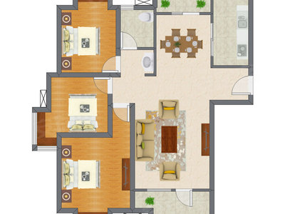3室2厅 115.98平米