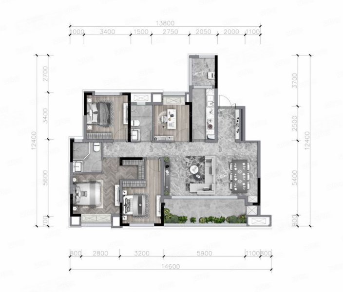 环球融创未来城4室2厅140㎡187万二手房图片