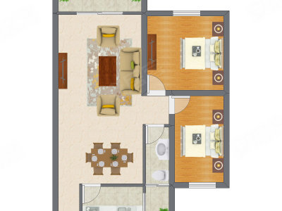 2室2厅 70.26平米户型图