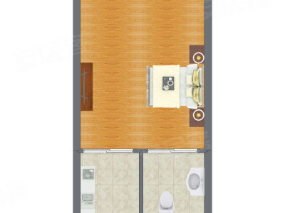 1室1厅 27.93平米户型图