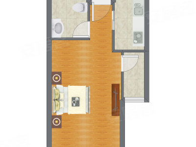 1室0厅 43.98平米户型图