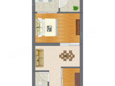 1室1厅 38.15平米