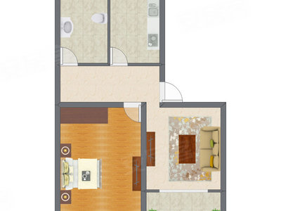 1室1厅 61.10平米