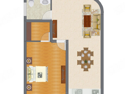 1室2厅 59.48平米户型图