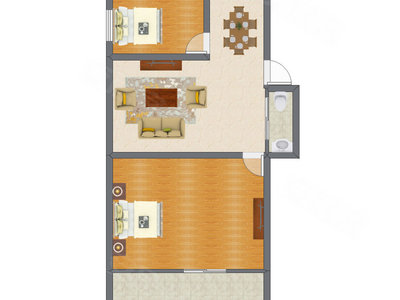 2室1厅 69.19平米