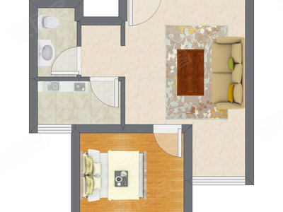 1室1厅 52.80平米户型图