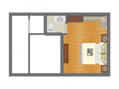 1室2厅 47.39平米户型图