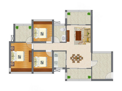 3室2厅 90.50平米