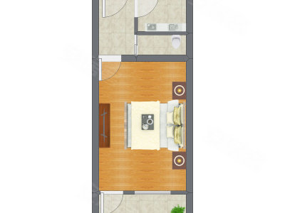 1室0厅 36.83平米户型图