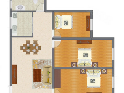 3室1厅 80.75平米