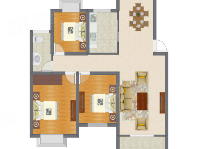 3室2厅 84.41平米