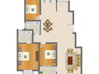 3室2厅 131.90平米户型图