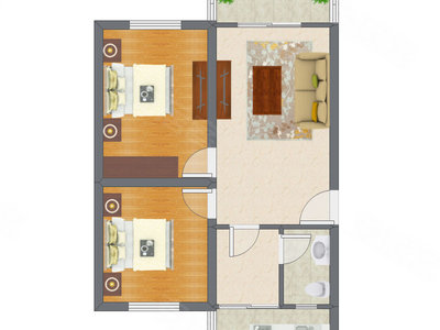 2室1厅 65.21平米户型图