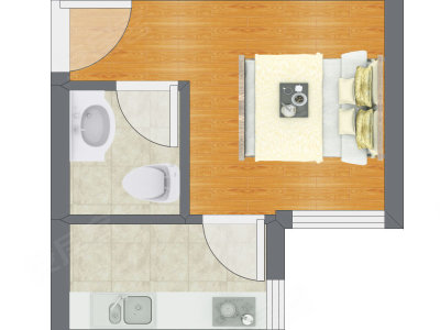 1室1厅 24.88平米户型图