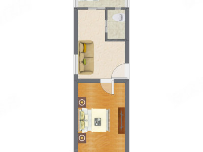 1室1厅 39.21平米