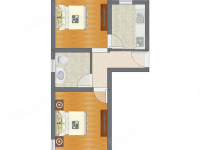 2室1厅 61.40平米户型图