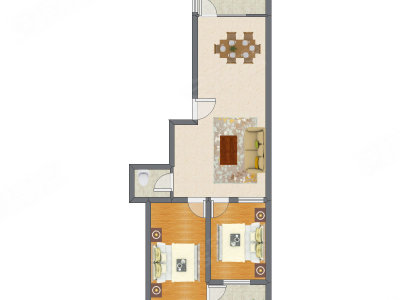 2室2厅 86.76平米户型图