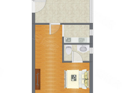 1室0厅 40.82平米户型图