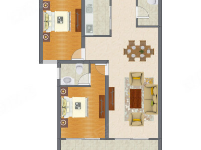 2室2厅 108.37平米户型图