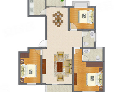3室2厅 123.21平米