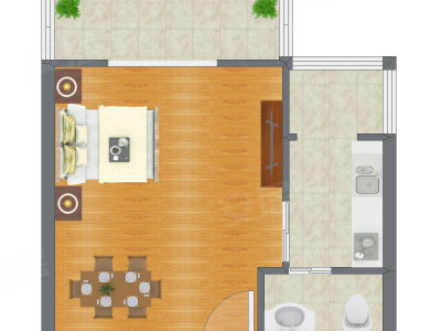 1室0厅 52.95平米户型图