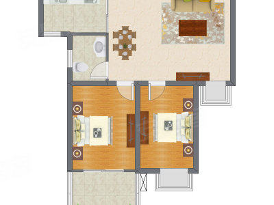 2室2厅 80.44平米户型图