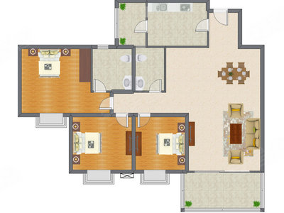 3室2厅 151.00平米户型图