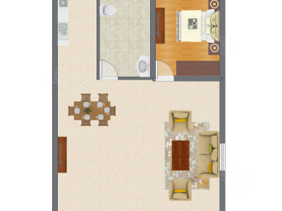 1室1厅 68.49平米户型图