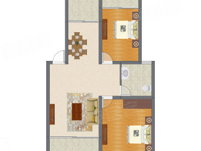 2室2厅 80.75平米