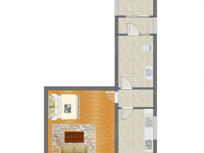 1室0厅 54.46平米户型图