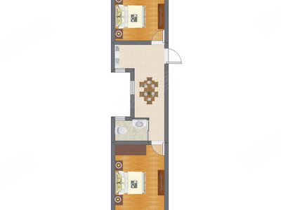 2室1厅 61.96平米