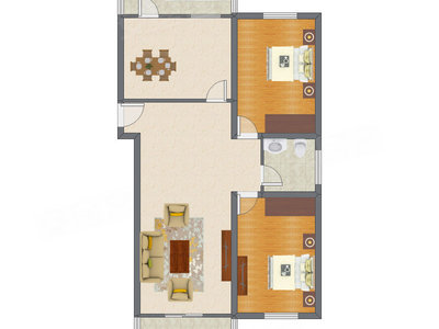 2室2厅 127.73平米户型图