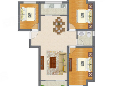 3室2厅 83.54平米