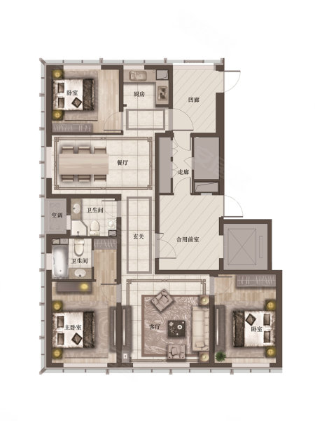 洲际酒店·新星公馆3室2厅2卫162㎡南198万