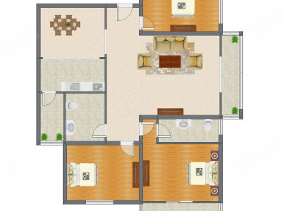 3室2厅 201.64平米