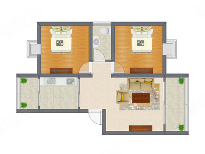 2室1厅 83.50平米户型图