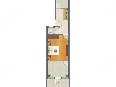 1室1厅 38.22平米户型图