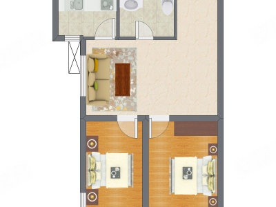 2室2厅 58.00平米户型图